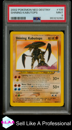 SHINING KABUTOPS POKEMON 108/105 2002 NEO DESTINY HOLO SECRET RARE EN PSA 9 - Image 1