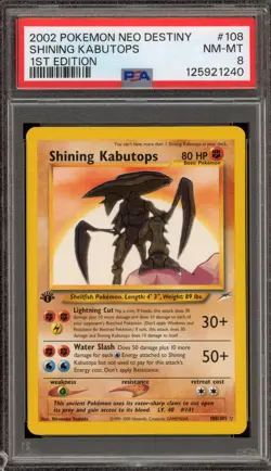 Pokemon Shining Kabutops Neo Destiny 1st Edition Holo Secret Rare #108 PSA 8 - Image 1