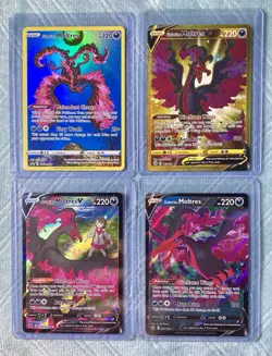 Pokemon TCG 4 card Galarian Moltres NM lot - Gold SIR Trainer gallery - Image 1