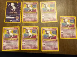 Mew X6 + Catch Mew! 1999 Promo Pokemon League Card Wizards of the Coast LP - Image 1
