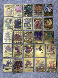 Set of 105 Charizard,Charmander,Pikachu,Mewtwo,More Gold Foil Fan Art Card MP-LP - Image 2