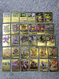 Set of 105 Charizard,Charmander,Pikachu,Mewtwo,More Gold Foil Fan Art Card MP-LP - Image 4