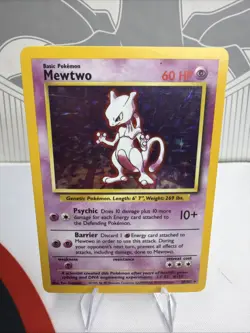 Pokemon TCG Mewtwo Holo Rare Card Base Set 10/102 Vintage Unlimited LP - Image 1