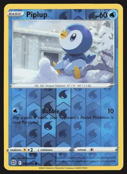SWSH09: Brilliant Stars Piplup #035/172 Reverse Holo Pokemon Card - Image 1