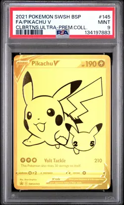 2021 POKEMON SWSH BLACK STAR PROMO #145 FULL ART/PIKACHU V PSA 9 - Image 1