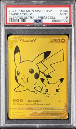2021 POKEMON SWSH BLACK STAR PROMO #145 FULL ART/PIKACHU V PSA 9 - Image 1