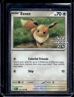 2023 Pokemon SV 151 MEW EN Eevee Snowflake Stamp Cosmos Holo #133/165 Free Ship - Image 1