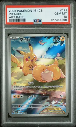 2025 POKEMON SIMPLIFIED CHINESE 151 C-COLL 151 ART RARE #171 PIKACHU PSA 10 - Image 1