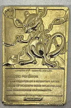 Pokemon 23k Mewtwo Gold-Plated Card 1999 Authentic Vintage Burger King Promo - Image 2