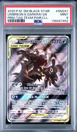 2020 Pokemon Umbreon and Darkrai GX Tag Team SM241 PSA 9 - Image 1