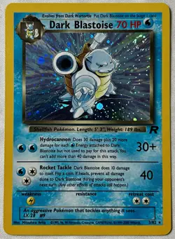 Pokemon TCG Dark Blastoise Holo Rare 3/82 Team Rocket 2000 w/ Swirl - Image 1