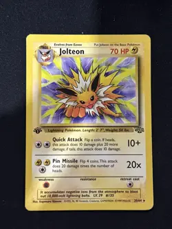 1999 Pokemon, Jungle, #20/64 Jolteon, 1st Edition, Rare - Image 2