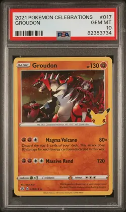 2021 POKEMON CELEBRATIONS #017 GROUDON PSA 10 LOW POP!! POP 142!! - Image 1