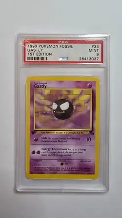 1st Edition Fossil Gastly - PSA 9 - 1999 Pokemon 33/62 - Image 1