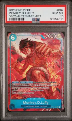 2023 Monkey D Luffy Alt Art #OP02-062 Paramount War One Piece English PSA 10 GM - Image 1