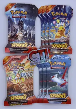 POKEMON SCARLET & VIOLET SURGING SPARKS SLEEVED BOOSTER - LOT OF 12 - ALL 4 ARTS - Image 1