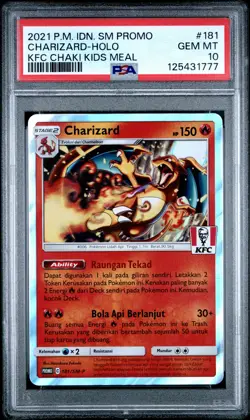 2021 POKEMON INDONESIAN SM PROMO KFC CHAKI KIDS MEAL #181 CHARIZARD-HOLO PSA 10 - Image 1