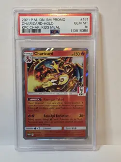 PSA 10 Charizard 181/SM-P Holo Pokemon Indonesian KFC Chaki Kids Meal Promo - Image 1