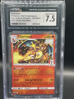 Charizard 181/SM-P Holo Pokemon Indonesian KFC Chaki Kids Meal Promo CGC 7.5 - Image 1
