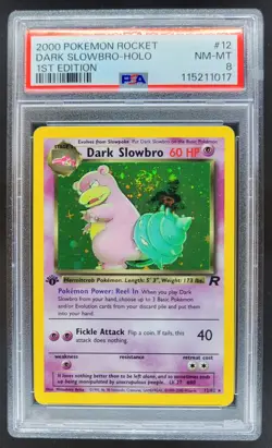 2000 Pokemon Team Rocket First Edition Dark Slowbro #12/82 Holo PSA 8 NE - Image 1