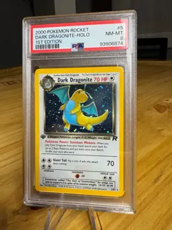 1st Edition Dark Dragonite 5/82 Team Rocket Holo 2000 WotC PSA 8 - Image 1