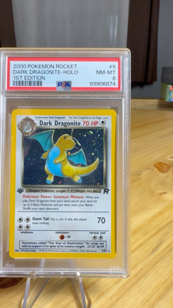 1st Edition Dark Dragonite 5/82 Team Rocket Holo 2000 WotC PSA 8 - Image 2