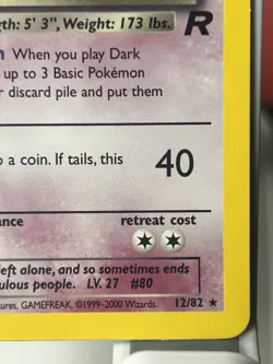 Pokemon TCG Dark Slowbro Team Rocket 12/82 Holo 1st Edition Holo Rare - Image 4