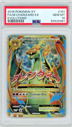 2016 Pokemon XY Evolutions FA/Mega Charizard Ex 101/108 Full Art PSA 10 - Image 1