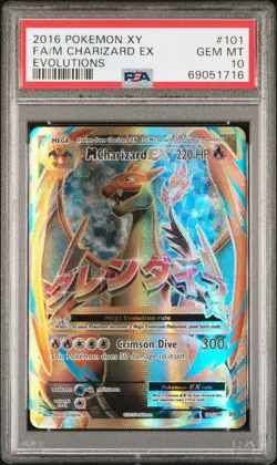 2016 POKEMON XY EVOLUTIONS #101 FULL ART MEGA CHARIZARD EX PSA 10 - Image 1