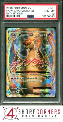 2016 POKEMON XY EVOLUTIONS #101 FULL ART MEGA CHARIZARD EX PSA 10 - Image 1