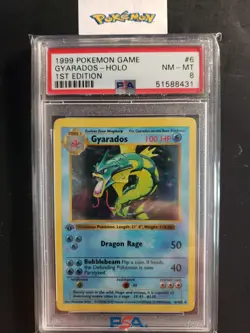 First Edition 1999 Pokemon Base Set 6/102 Gyarados Holo PSA NM-MT 8 - Image 1
