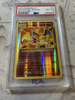 2016 Pokemon XY Charizard Reverse Foil Evolutions 11/108 PSA 8 - Image 1