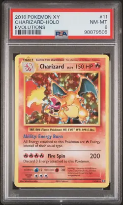 CHARIZARD HOLO XY EVOLUTIONS PSA 8 NM-MT #11/108 - 2016 POKEMON - Image 1