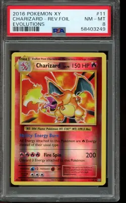 PSA 8 NM-MT Pokemon Charizard XY Evolutions Reverse Foil 11/108 - Image 1