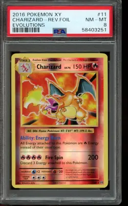 PSA 8 NM-MT Pokemon Charizard XY Evolutions Reverse Foil 11/108 - Image 1