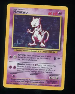 Mewtwo 10/102 Base Set Holo Rare 1999 WOTC Vintage Pokemon Card - MP #71 - Image 1