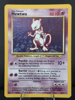 Mewtwo 10/102 Base Set Holo Unlimited Rare Vintage 1999 Pokemon TCG Card WOTC - Image 1