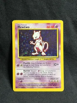 1999 Mewtwo Base Set Holo 10/102 Rare Vintage Pokemon Card LP - Image 1