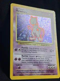 1999 Mewtwo Base Set Holo 10/102 Rare Vintage Pokemon Card LP - Image 2
