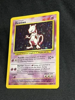 1999 Mewtwo Base Set Holo 10/102 Rare Vintage Pokemon Card LP - Image 3