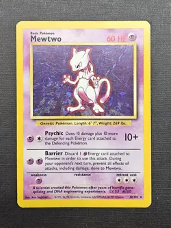 Mewtwo 10/102 Holo Rare 1999 Base Set Unlimited Vintage Pokemon Card WOTC - Image 1