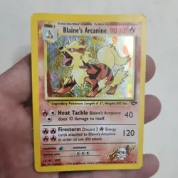 Pokemon TCG Gym Challenge Blaine's Arcanine Holo Rare Card 1/132 LP/NM Condition - Image 1