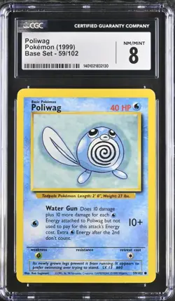 Poliwag 59/102 1999 Pokemon Unlimited Base Set Trading Card CGC 8 - Image 1