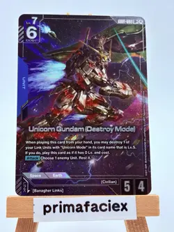 Gundam Card - Unicorn Gundam (Destroy Mode) - GD01-002 LR+ - Image 1