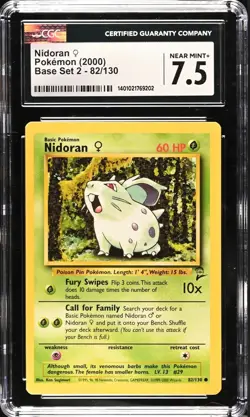 CGC 7.5 Nidoran 82/130 Base Set 2 2000 Pokemon Card - Image 1
