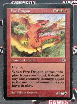 MTG Fire Dragon- DAMAGED -Portal Magic the Gathering Card # 125 - Image 1