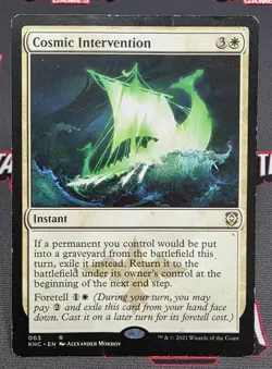 MTG Cosmic Intervention- DAMAGED -Kaldheim Commander Magic Card # 003 - Image 1