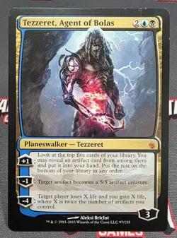 MTG Tezzeret, Agent of Bolas- DAMAGED -Mirrodin Besieged Magic Card # 97 - Image 1