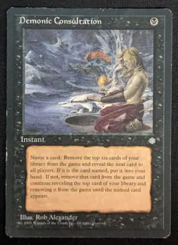 MTG Demonic Consultation- DAMAGED -Ice Age Magic the Gathering Card # 121 - Image 1