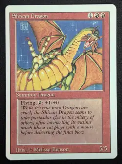 MTG Shivan Dragon- DAMAGED -3rd Edition Magic the Gathering Card # 177 - Image 1